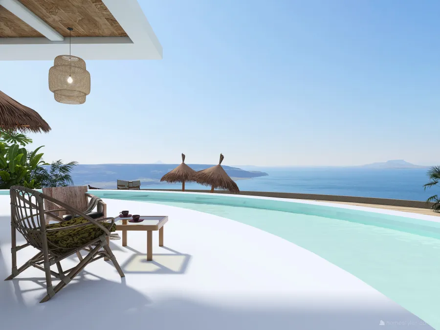 Costal Casa Paradiso White Blue 3d design renderings