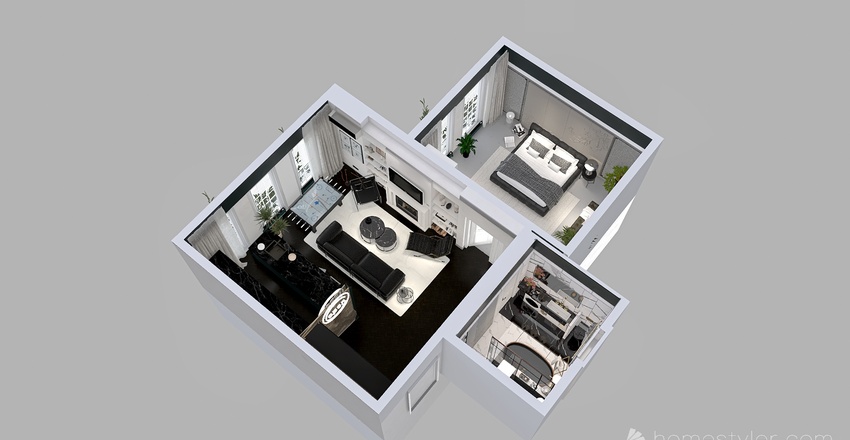 LCD RYBALSK -2 rooms Bauhaus style Interior Design Render