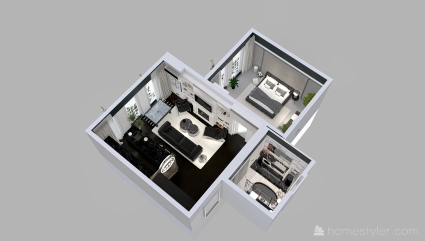 LCD RYBALSK -2 rooms Bauhaus style 3d design picture 144.67