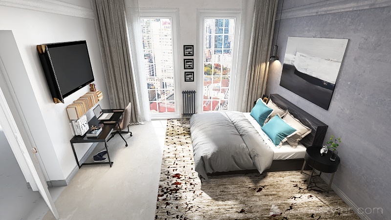 Room 1- Classic Grey and White 3d design renderings