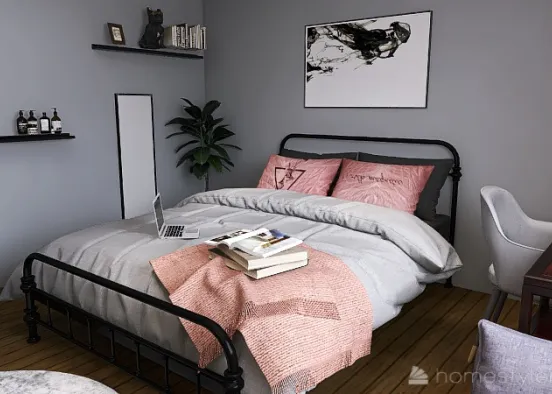 Room Pink & Grey Design Rendering