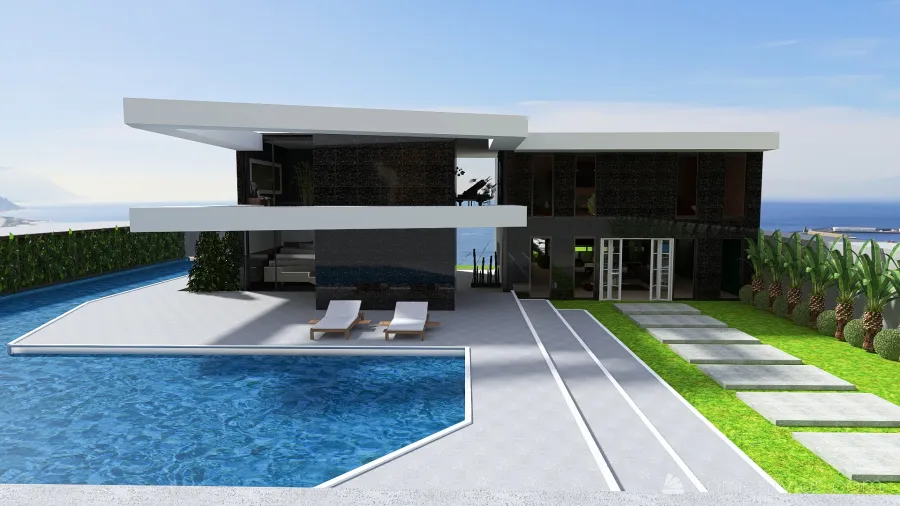 Contemporary Modern Villa2 Green 3d design renderings