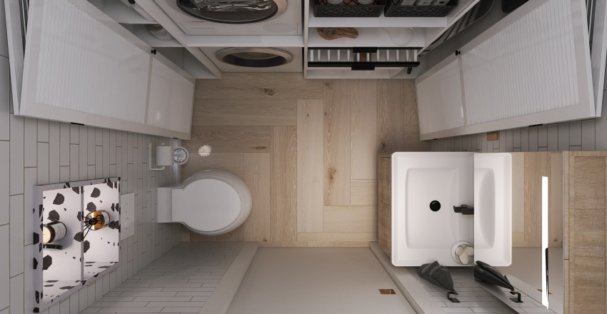 Modern WarmTones Beige Laundry 3d design renderings