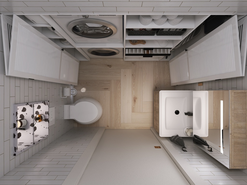 Modern WarmTones Beige Laundry 3d design renderings