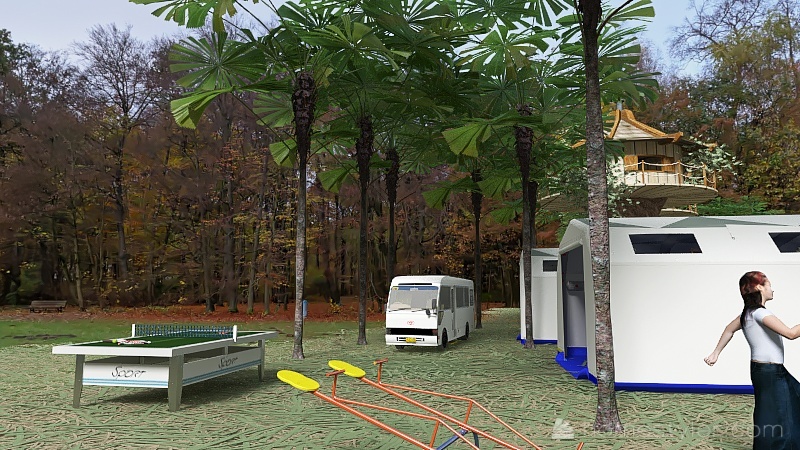 camping dans les bois 3d design renderings