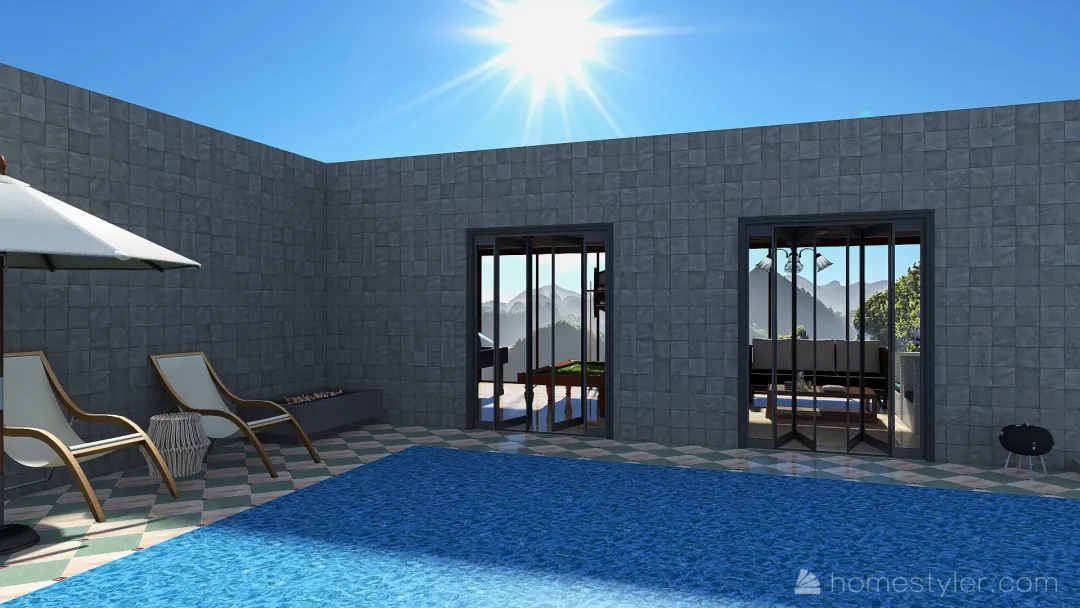 Clubhouse with Infinity Pool 3d design renderings