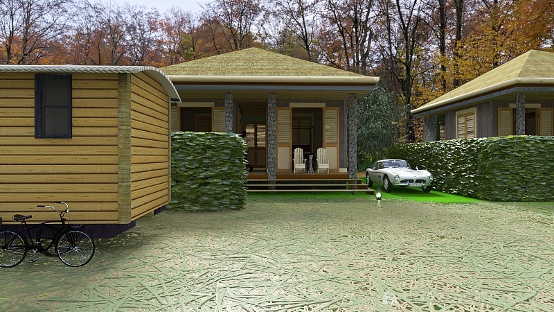 camping dans les bois 3d design renderings