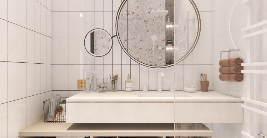 Modern WarmTones Beige Master Bathroom 3d design renderings