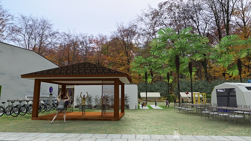 camping dans les bois 3d design renderings