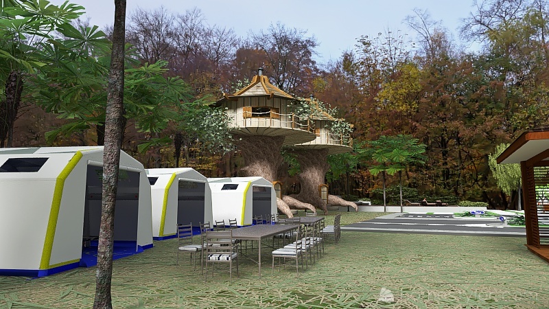 camping dans les bois 3d design renderings