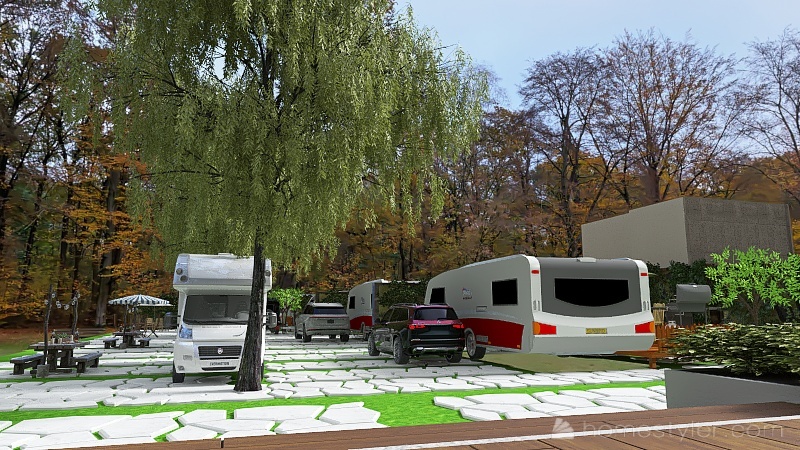 camping dans les bois 3d design renderings