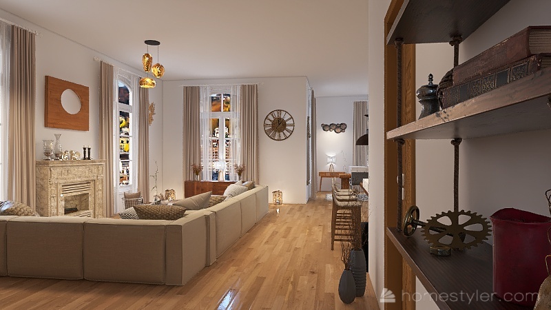 appartement blanc et bois 3d design renderings