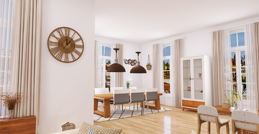 appartement blanc et bois 3d design renderings
