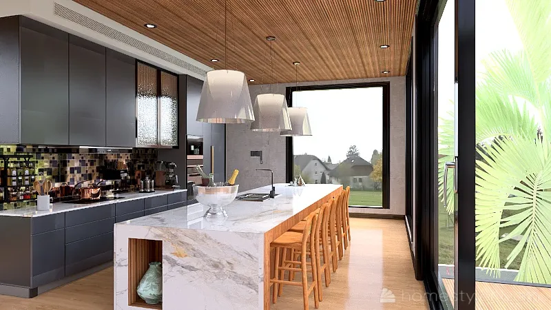 Living ,Dining Room e cozinha 3d design renderings