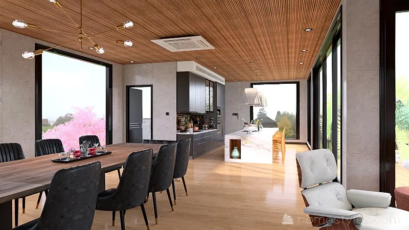 Living ,Dining Room e cozinha 3d design renderings