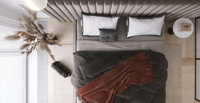 Modern WarmTones Beige Master Bedroom 3d design renderings