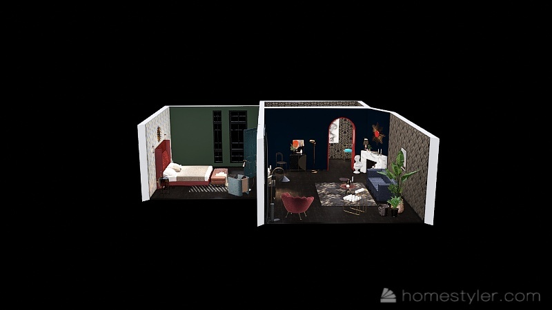 Art Deco Style Flat 3d design renderings