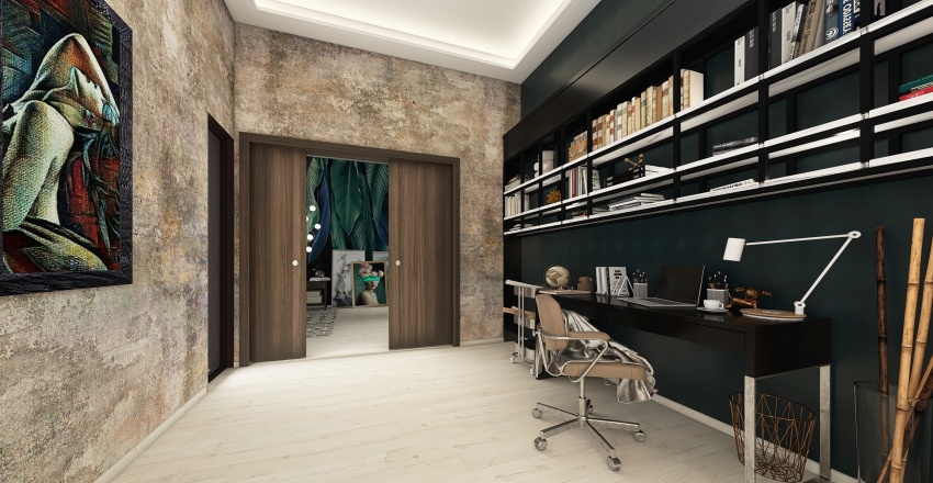 Contemporary ColorScemeOther Grey Green Library 3d design renderings