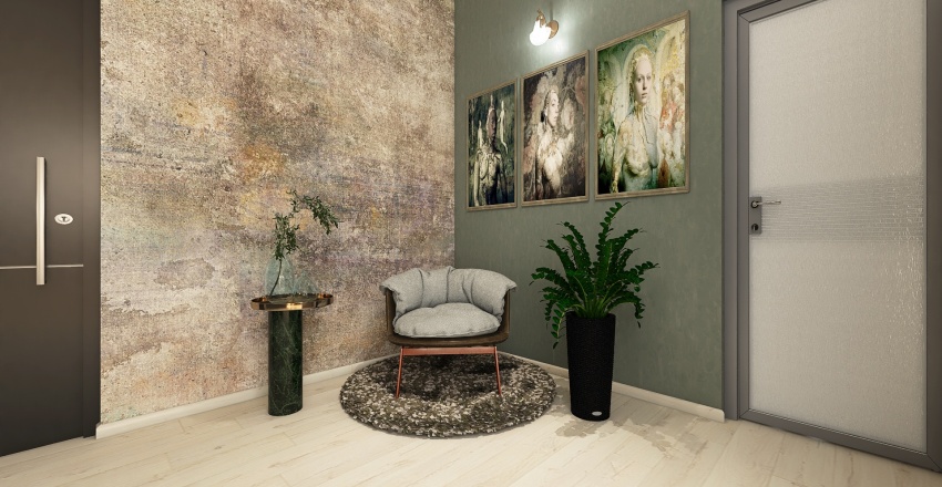 Contemporary ColorScemeOther Grey Green Corridor 3d design renderings