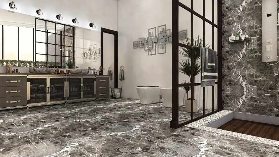 Contemporary ColorScemeOther Grey Green Master Bathroom 3d design renderings