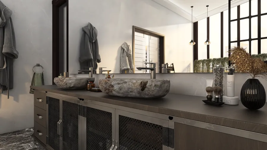 Contemporary ColorScemeOther Grey Green Master Bathroom 3d design renderings