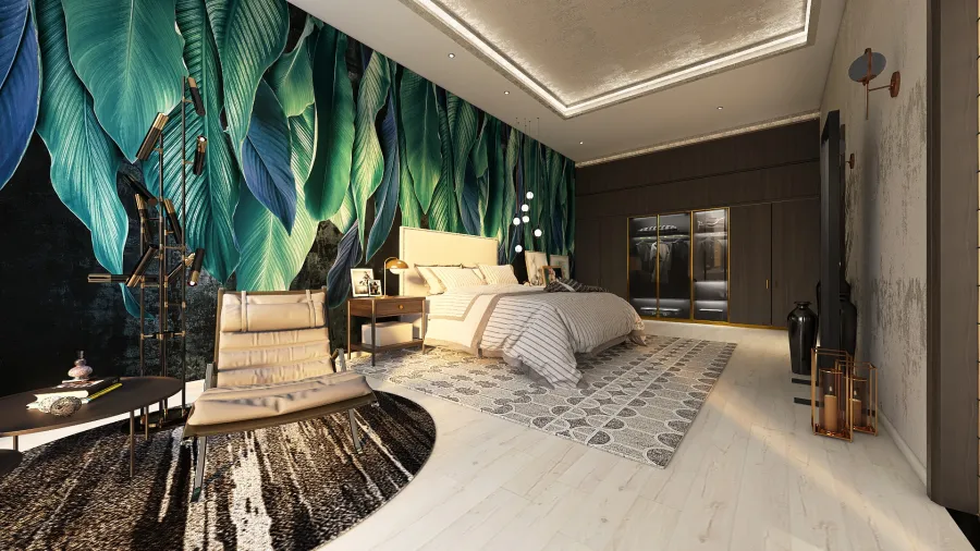 Contemporary ColorScemeOther Grey Green Master Bedroom 3d design renderings