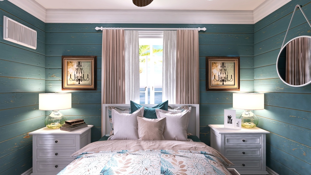 Costal Blue Bedroom1 3d design renderings
