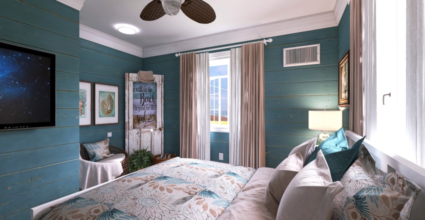 Costal Blue Bedroom1 3d design renderings
