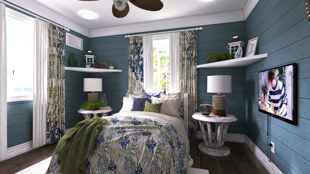 Costal Blue Cloak Room1 3d design renderings
