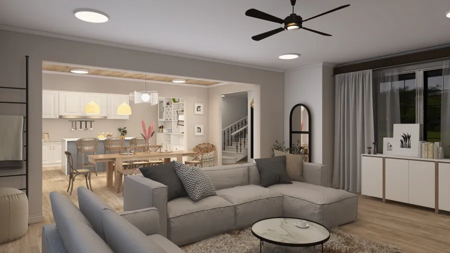 Beautifully Boho: Ferrini Living & Dining Room Design 3d design renderings