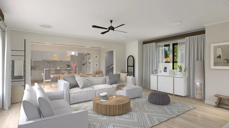 Beautifully Boho: Ferrini Living & Dining Room Design 3d design renderings