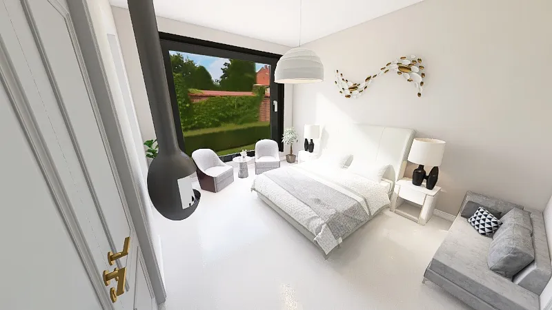 Japandi Master Bedroom 3d design renderings