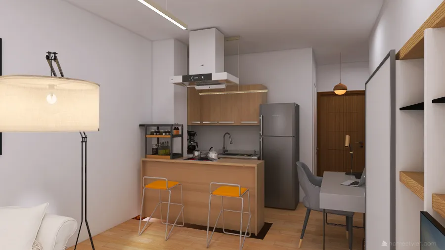 small apartment at Volos City Center_version II 3d design renderings