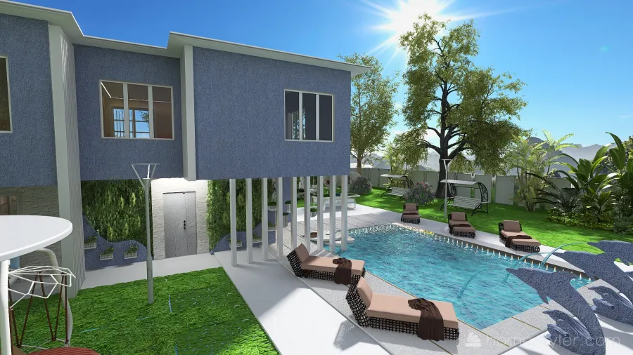 villa rimodernata 3d design renderings