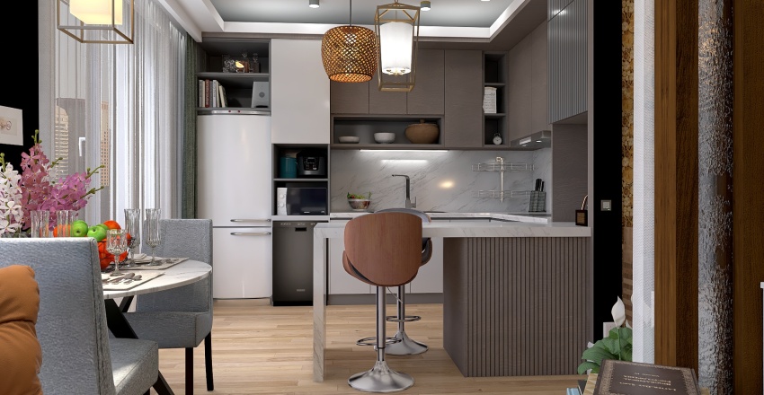Студія / Спальня / їдальня / кухня 3d design renderings