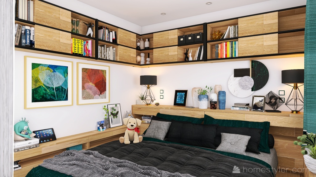 One and a half room apartment 3d design renderings