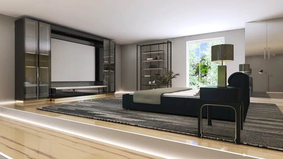 Contemporary Yellow Bedroom2 3d design renderings