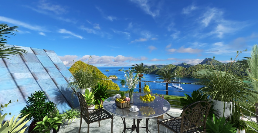 Costal ISLAND LIVING Blue 3d design renderings