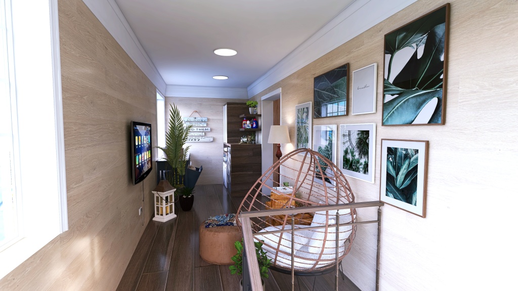 Costal Blue Lower level Hallway/Upstairs Landing 3d design renderings
