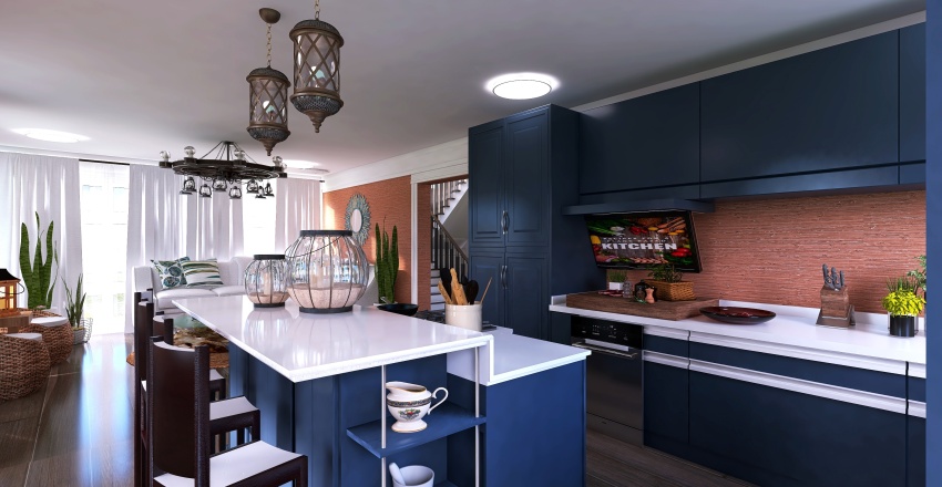 Costal Blue Lower Level Great Room/ 2nd Floor Master Suite 3d design renderings