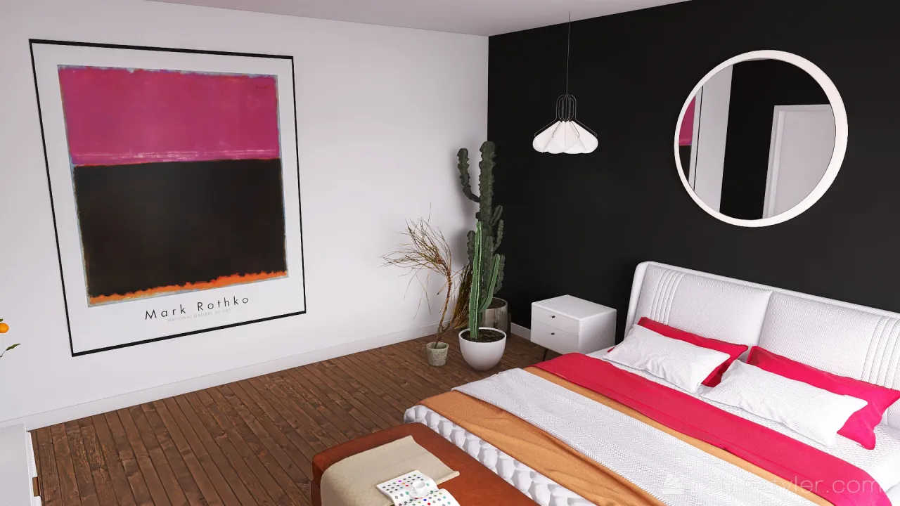 Sunset bedroom. 3d design renderings