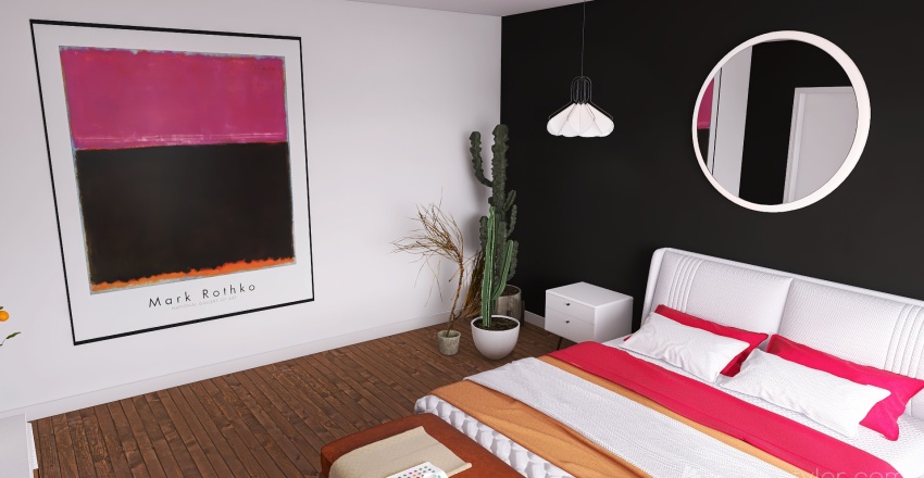 Sunset bedroom. 3d design renderings