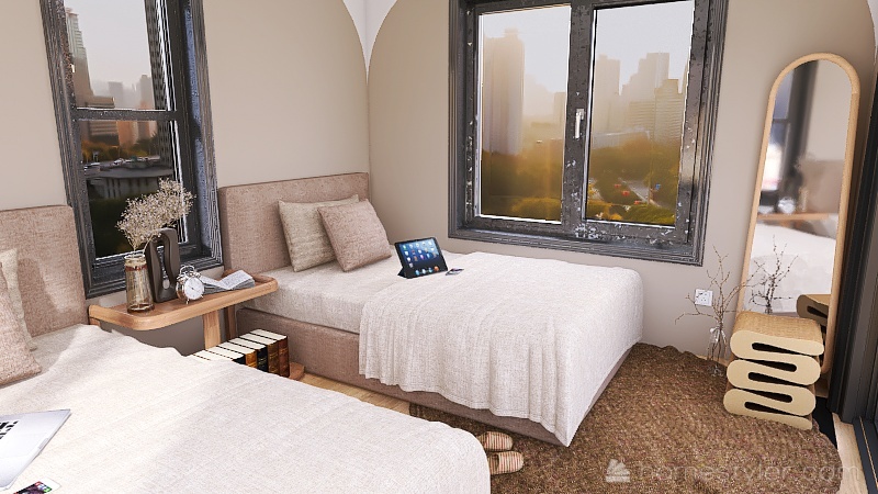 2 teen girls bedroom (2) 3d design renderings