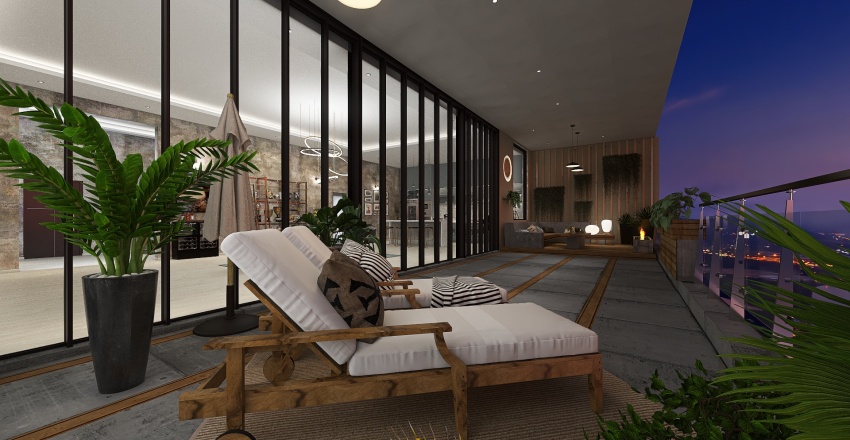Contemporary ColorScemeOther Grey Green Balcony 3d design renderings