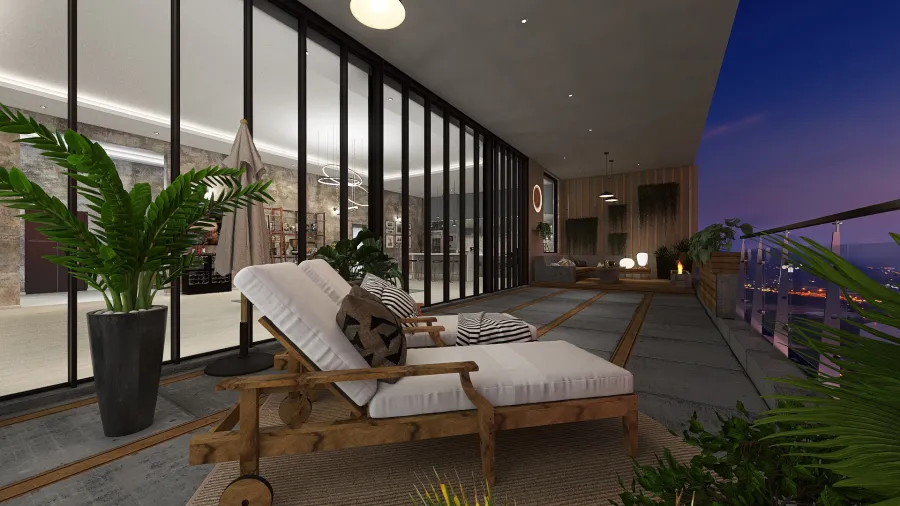 Contemporary ColorScemeOther Grey Green Balcony 3d design renderings