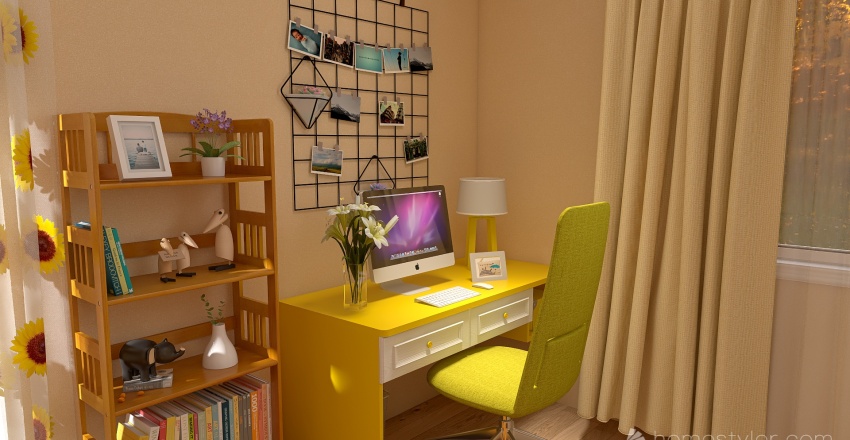 Yellow Bedroom 3d design renderings