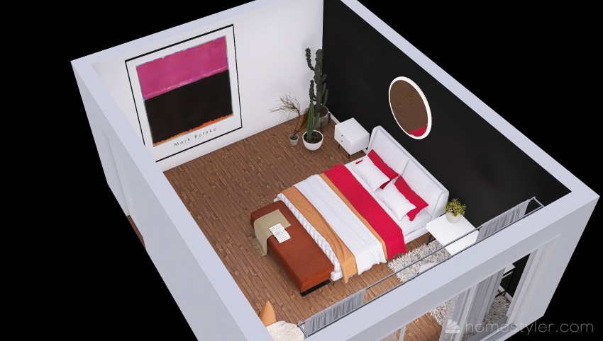 Sunset bedroom. 3d design picture 27.16
