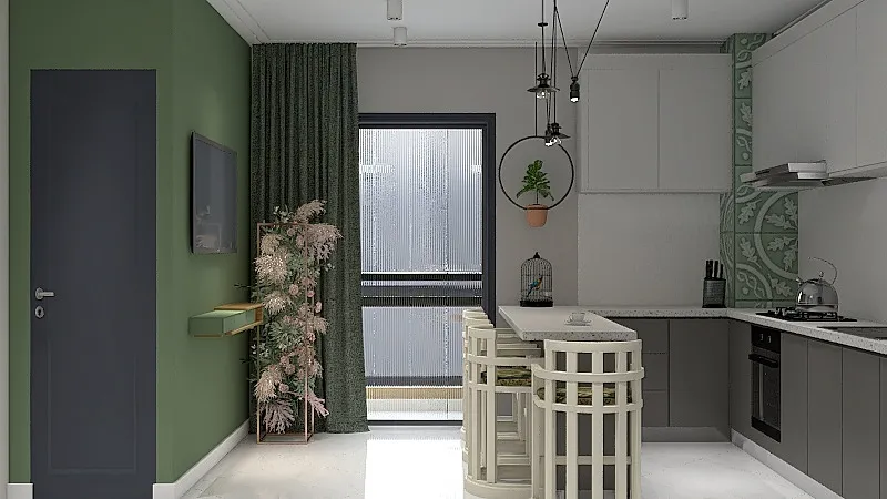 apartment with a home office 3d design renderings