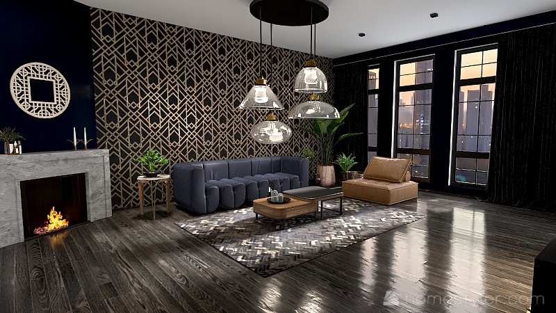 Art Deco Style Flat 3d design renderings