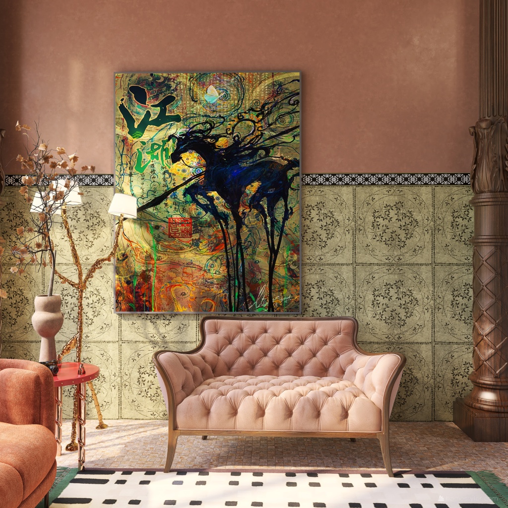 ArtDeco StyleOther Contemporary WarmTones Red Living Room 3d design renderings